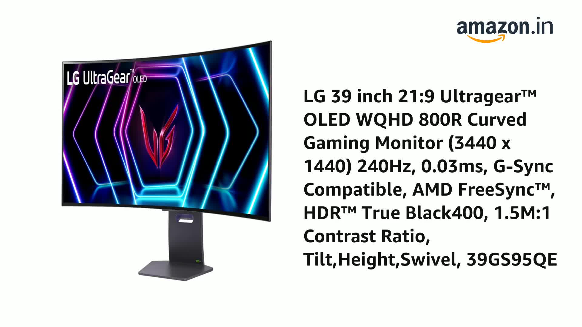 LG 39 inch 21:9 Ultragear™ OLED WQHD 800R Curved Gaming